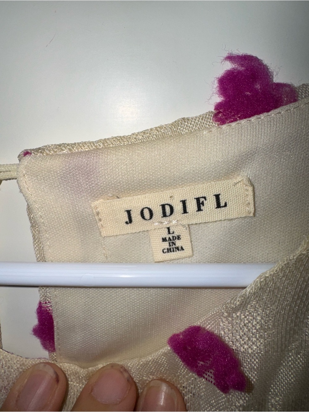 JODIFL Cream Blouse with Fuchsia Dot Texture - Picture 2 of 4